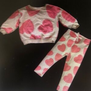 Pink Heart Print Toddler Outfit